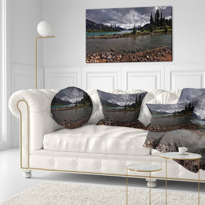 Designart 'Dark Sky over Crystal Clear Lake' Landscape Printed Throw Pillow