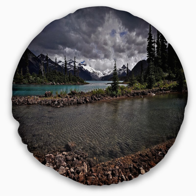 Designart 'Dark Sky over Crystal Clear Lake' Landscape Printed Throw Pillow