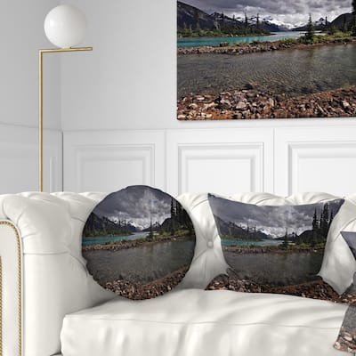 Designart 'Dark Sky over Crystal Clear Lake' Landscape Printed Throw Pillow