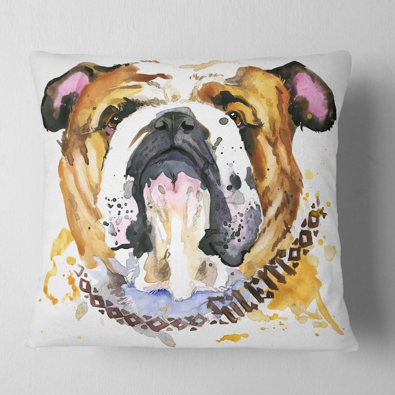 Designart 'Brown Dog Head' Animal Throw Pillow