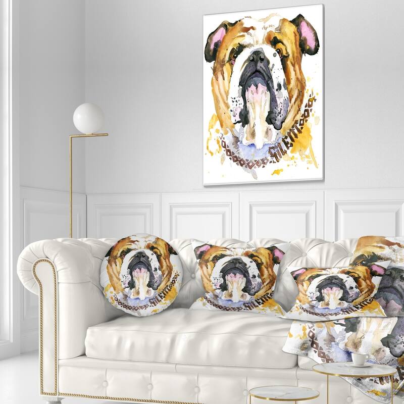 Designart 'Brown Dog Head' Animal Throw Pillow