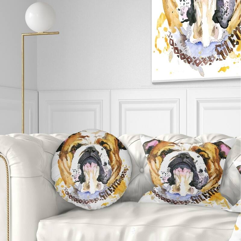 Designart 'Brown Dog Head' Animal Throw Pillow - Rectangle - 12 in. x 20 in. - Medium