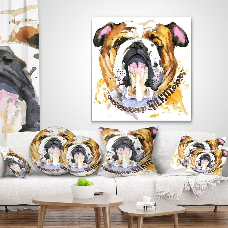 Designart 'Brown Dog Head' Animal Throw Pillow