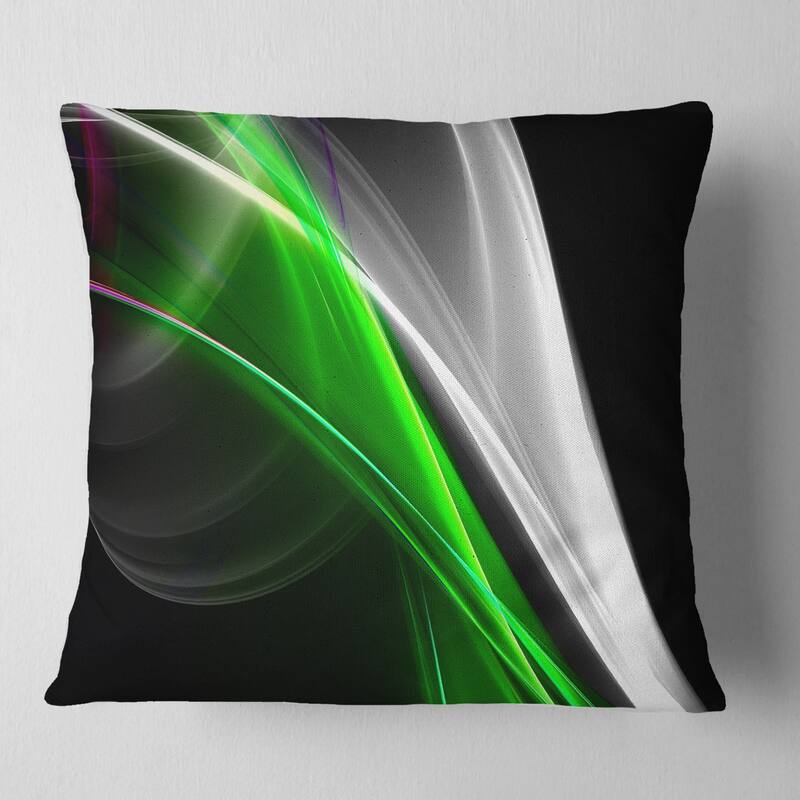 Designart 'Fractal Lines Green White' Abstract Throw Pillow