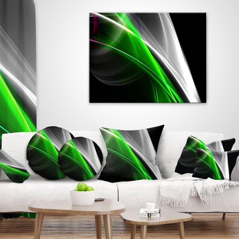 Designart 'Fractal Lines Green White' Abstract Throw Pillow