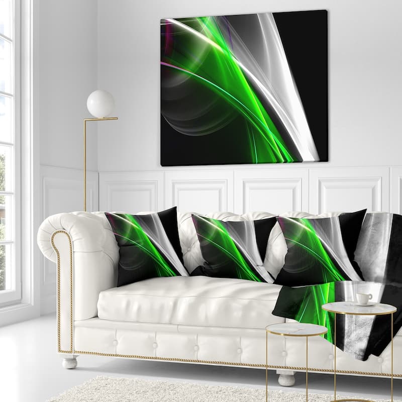 Designart 'Fractal Lines Green White' Abstract Throw Pillow