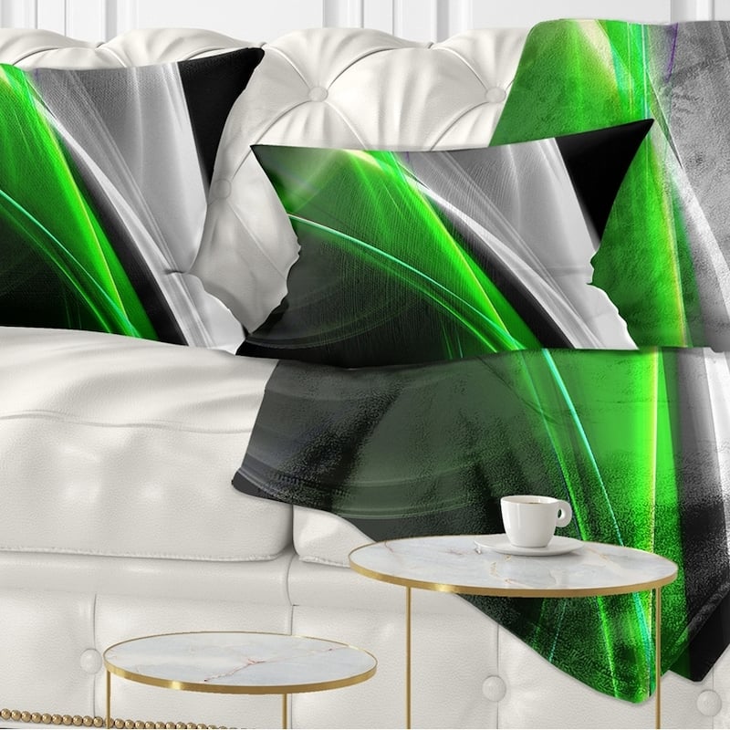 Designart 'Fractal Lines Green White' Abstract Throw Pillow - Rectangle - 12 in. x 20 in. - Medium