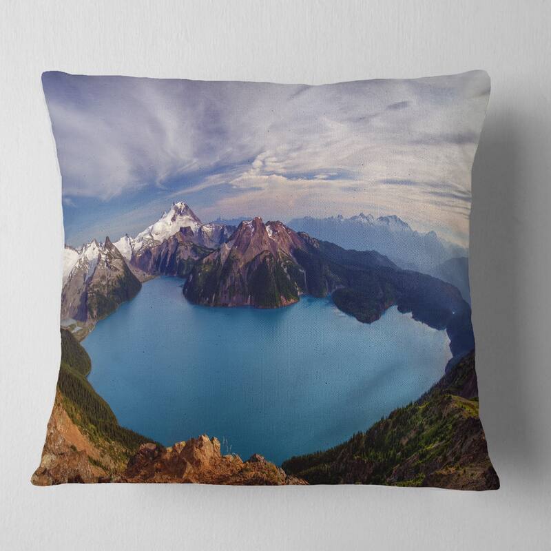 Designart 'Clear Lake with Bright Sky' Landscape Printed Throw Pillow - Square - 18 in. x 18 in. - Medium