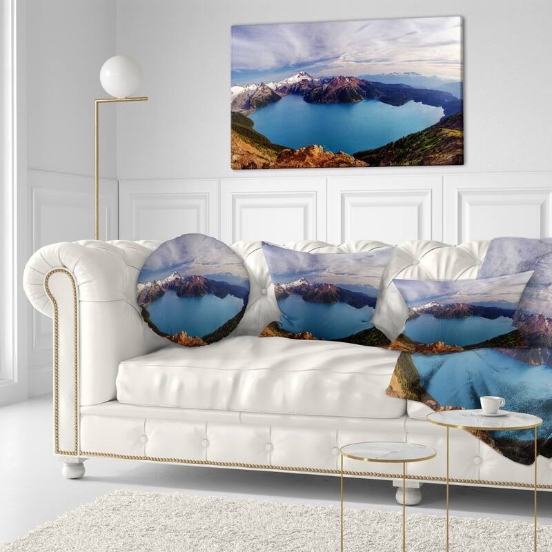 Designart 'Clear Lake with Bright Sky' Landscape Printed Throw Pillow