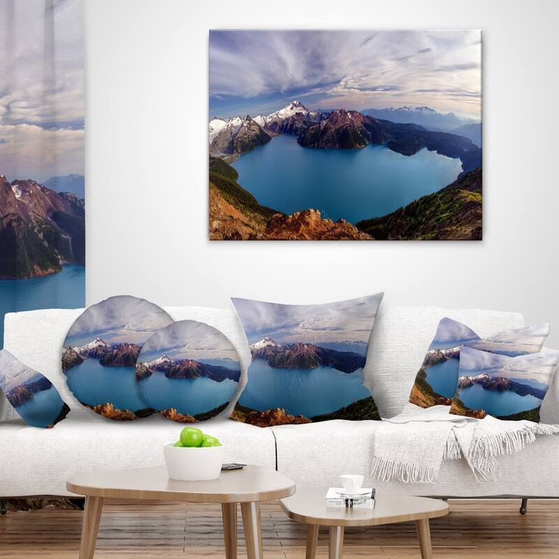 Designart 'Clear Lake with Bright Sky' Landscape Printed Throw Pillow