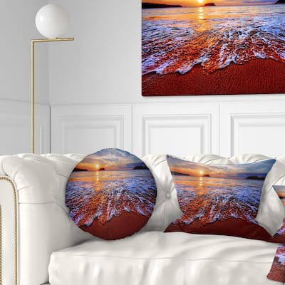 Designart 'Colorful Sunset with Bright Waters' Seashore Throw Pillow