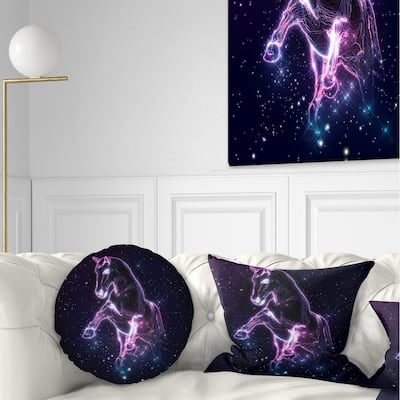 Designart 'Purple Abstract Horse' Animal Throw Pillow