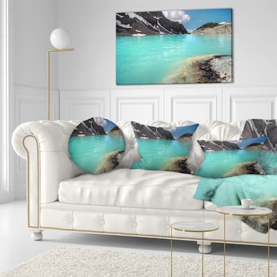 Designart 'Crystal Clear Mountain Lake' Landscape Printed Throw Pillow