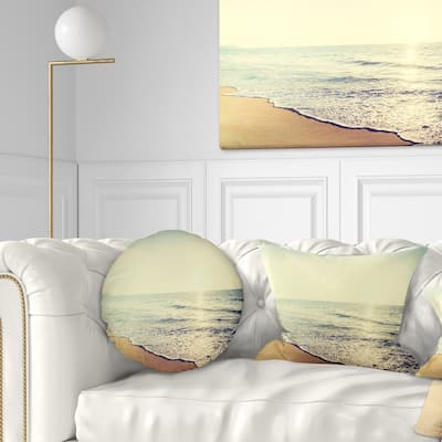 Designart 'Bright Seashore during Sunset' Seashore Throw Pillow
