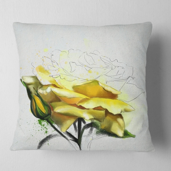 in Sofa Throw Pillow 12 in Insert Printed On Both Side Designart CU13508-12-20 Yellow Rose Illustration Watercolor Floral Lumbar Cushion Cover for Living Room x 20 in