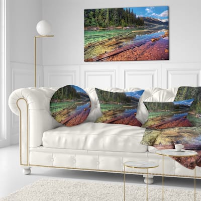 Designart 'Beautiful View of Mountain Lake' Landscape Printed Throw Pillow