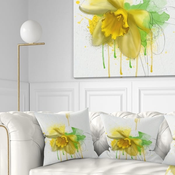 Designart Yellow Narcissus Flower Watercolor Floral Throw Pillow On Sale Overstock 20951104