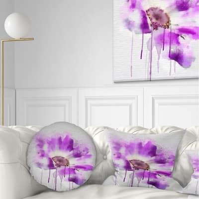 Designart 'Beautiful Purple Rose Watercolor' Floral Throw Pillow