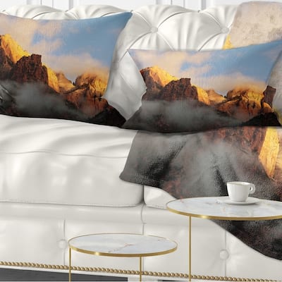 Designart 'Foggy Hills in Zion National Park' Landscape Printed Throw Pillow