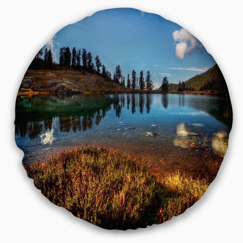Designart 'Calm Mountain Lake and Clear Sky' Landscape Printed Throw Pillow