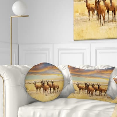 Designart 'Herd of Antelope in Grassland' African Throw Pillow