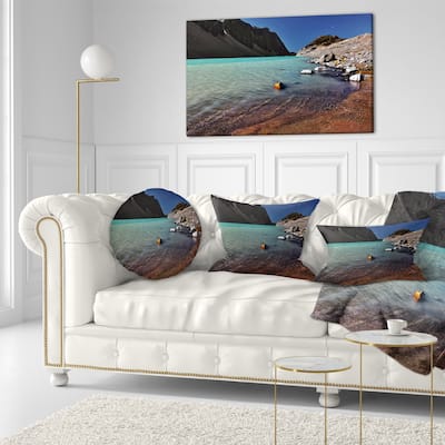 Designart 'Bright Blue Waters of Mountain Lake' Landscape Printed Throw Pillow