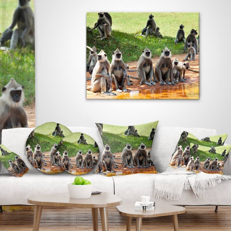 Designart 'Monkeys in Sri Lanka' African Throw Pillow