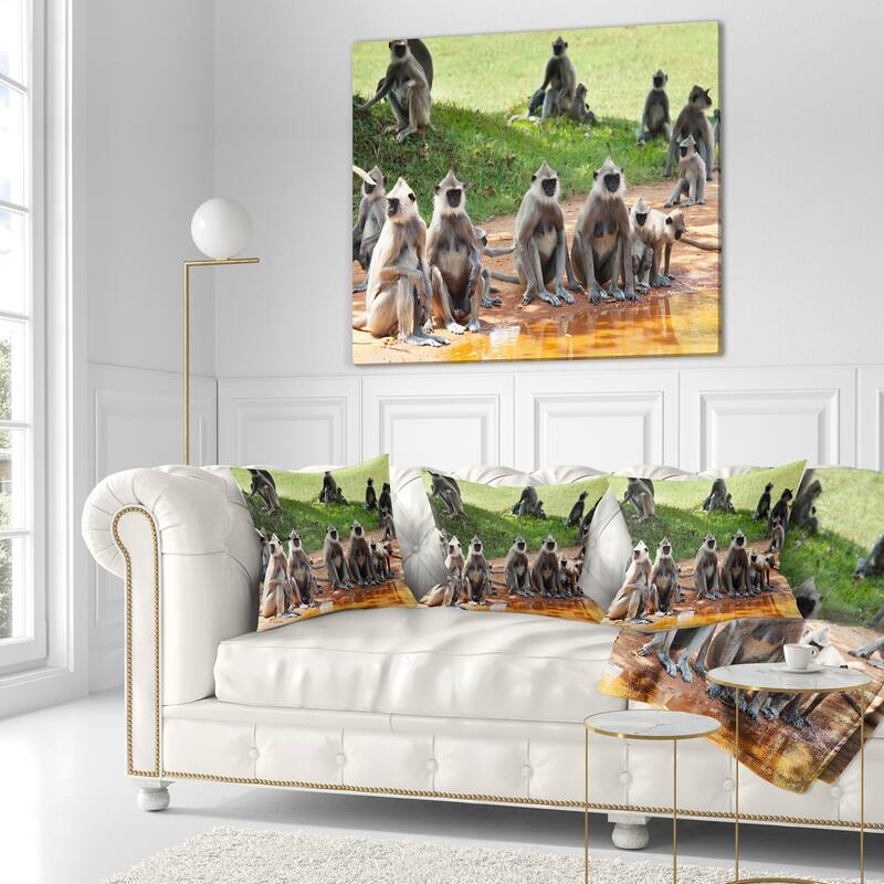 Designart 'Monkeys in Sri Lanka' African Throw Pillow