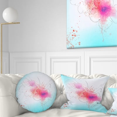 Designart 'Pink Flowers Illustration Watercolor' Floral Throw Pillow