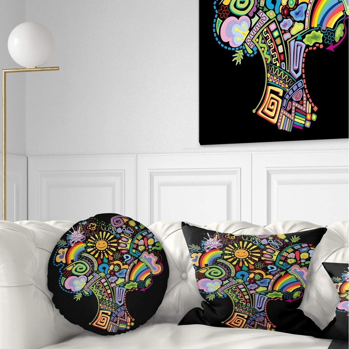 Designart Giant Tree with Woman - Abstract Throw Pillow - 18x18