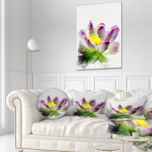 Shop Designart Lotus Flower Sketch Watercolor Floral Throw Pillow Overstock 20951180 Lotus flower sketch stock vector. overstock com