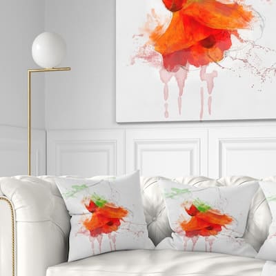Designart 'Red Rose Watercolor Illustration' Floral Throw Pillow