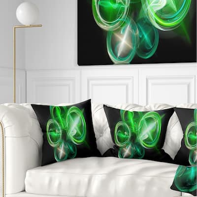 Designart 'Green in Black Fractal Desktop' Abstract Throw Pillow