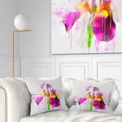 Designart 'Purple Rose Illustration Watercolor' Floral Throw Pillow