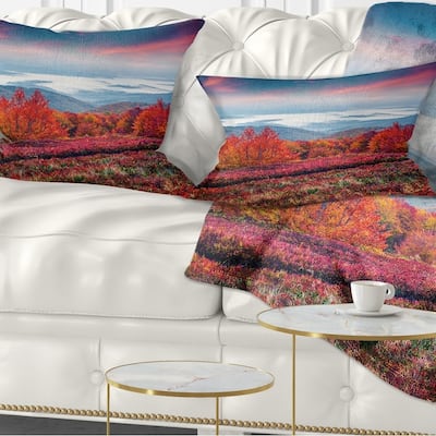 Designart 'Autumn in the Carpathian Mountains' Landscape Printed Throw Pillow