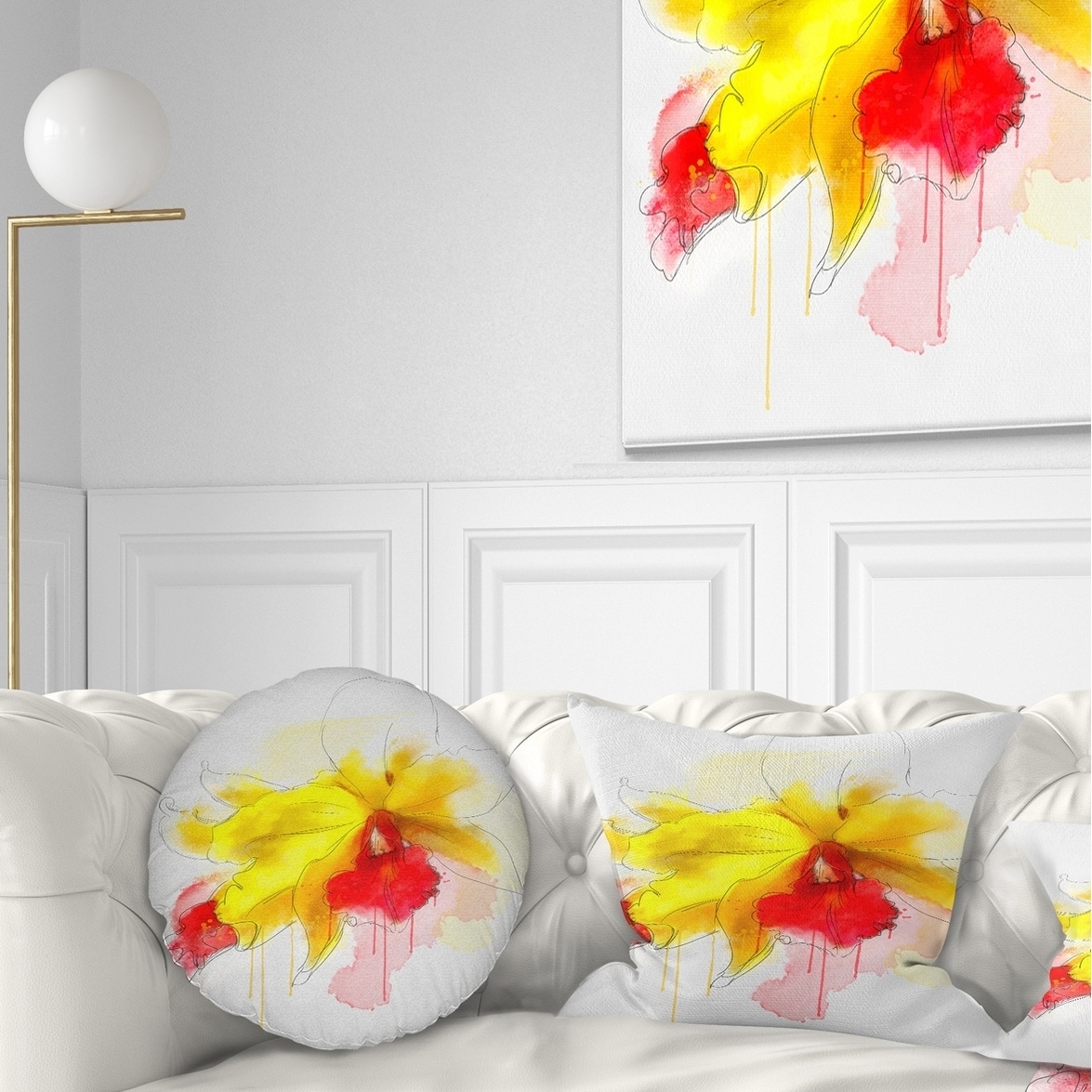 Designart Large Orange Gerbera on White - Floral Throw Pillow - 18x18