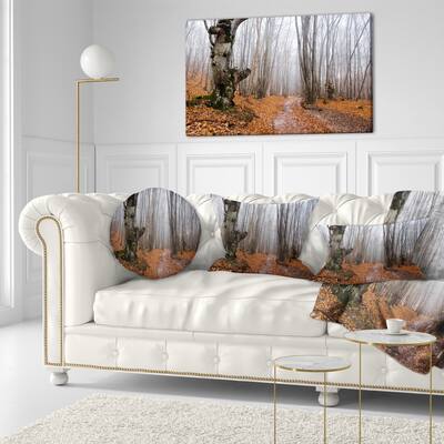 Designart 'Road Covered by Fallen Leaves' Modern Forest Throw Pillow
