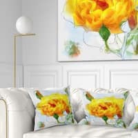Designart 'Yellow Rose with Rose Buds Sketch' Floral Throw Pillow - Bed ...