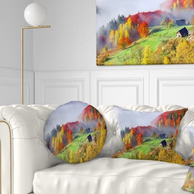 Designart 'Colorful Autumn Landscape in Mountains' Landscape Printed Throw Pillow
