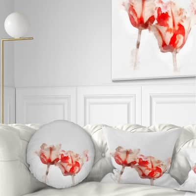 Designart 'Colorful Watercolor Roses on White' Floral Throw Pillow