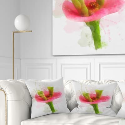 Designart 'Green Red Flower Sketch Watercolor' Floral Throw Pillow
