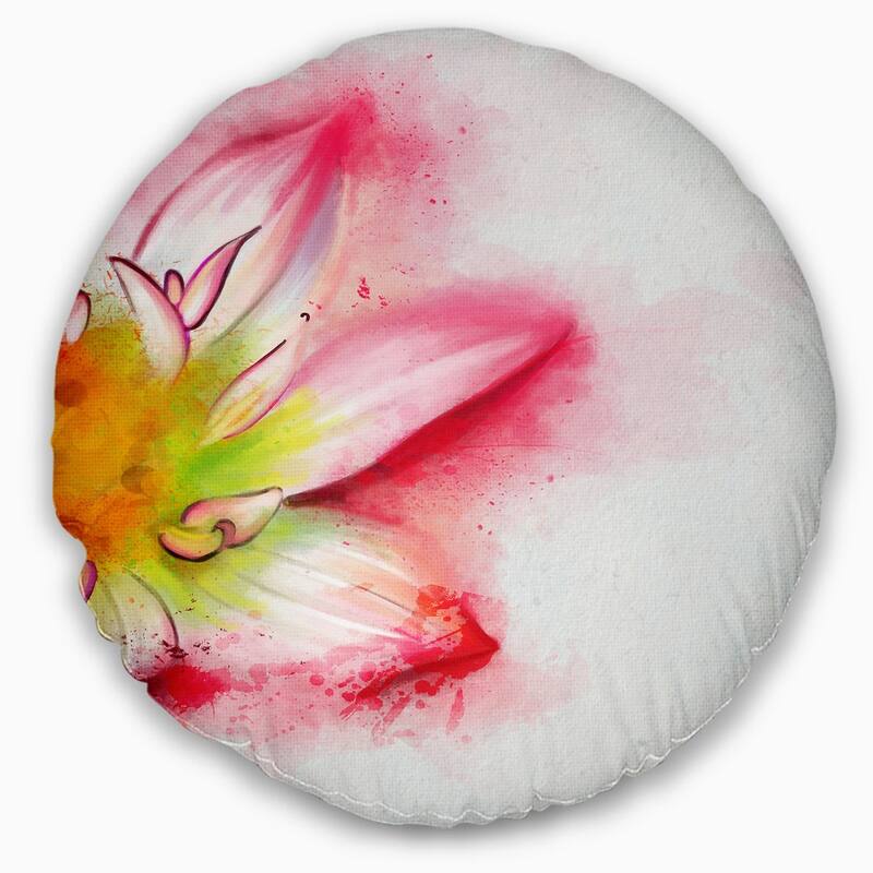 Designart 'Beautiful Pink Flower Painting' Floral Throw Pillow