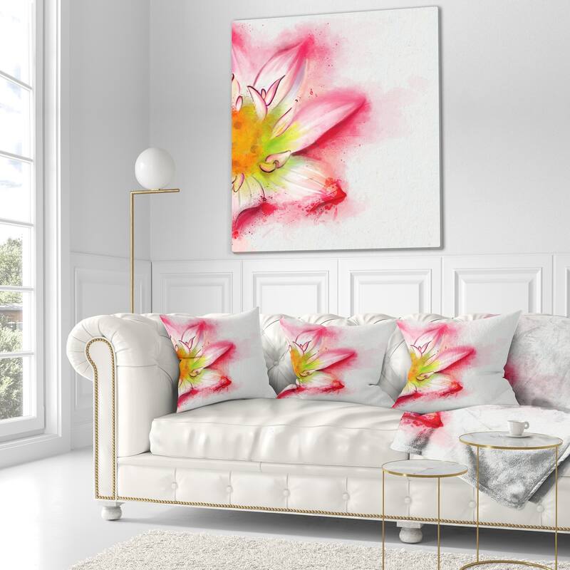 Designart 'Beautiful Pink Flower Painting' Floral Throw Pillow
