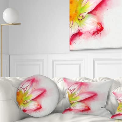 Designart 'Beautiful Pink Flower Painting' Floral Throw Pillow