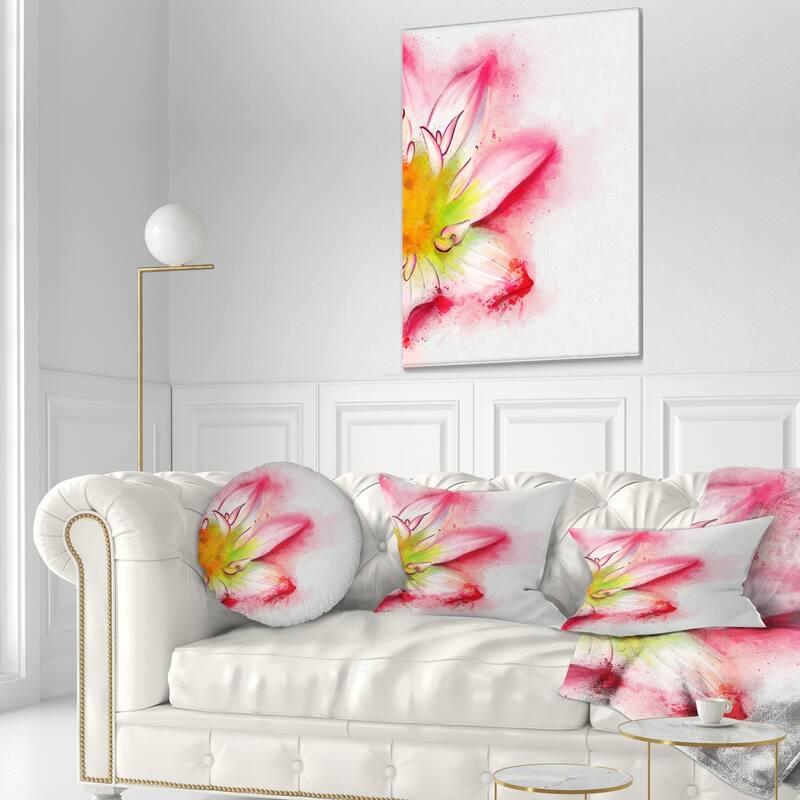 Designart 'Beautiful Pink Flower Painting' Floral Throw Pillow