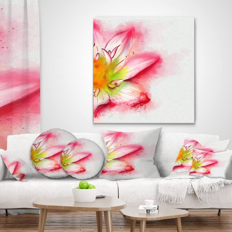 Designart 'Beautiful Pink Flower Painting' Floral Throw Pillow