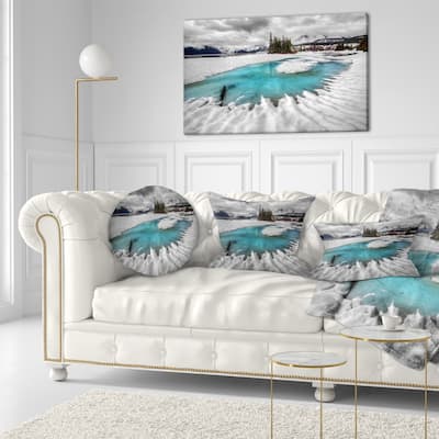 Designart 'Frosted Crystal Clear Lake' Landscape Printed Throw Pillow