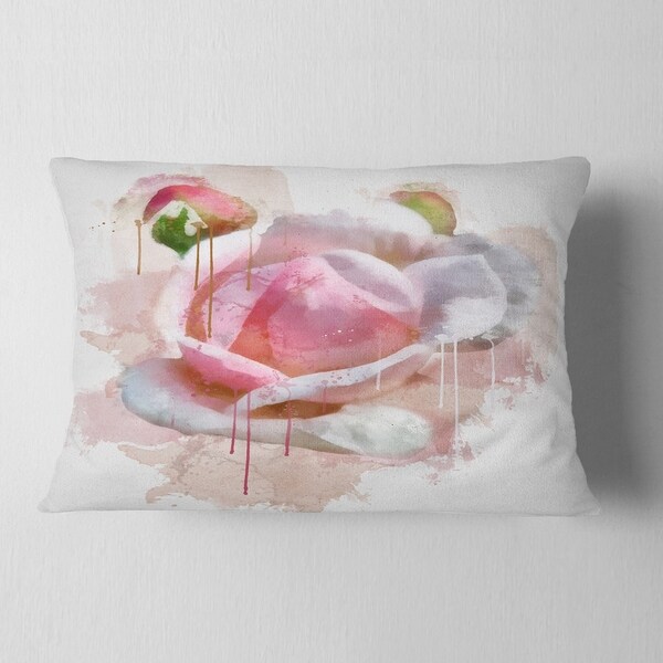 In X 20 In Sofa Throw Pillow 12 In Designart Cu13551 12 20 Pink Rose Flower With Paint Splashes Floral Lumbar Cushion Cover For Living Room Insert Printed On Both Side Bedding Throw Pillow Covers