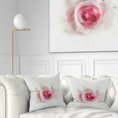 Designart 'White Rose with Pink Petals' Floral Throw Pillow