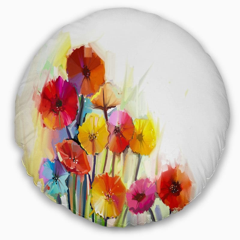 Designart 'Colorful Gerbera Flowers Watercolor' Floral Throw Pillow